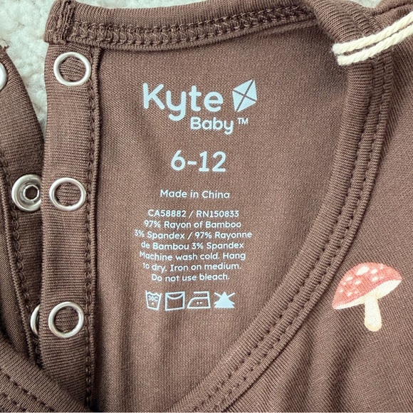 Kyte Baby Long Sleeve Twirl Bodysuit Dress in Brown Mushroom Print - Picture 12 of 12